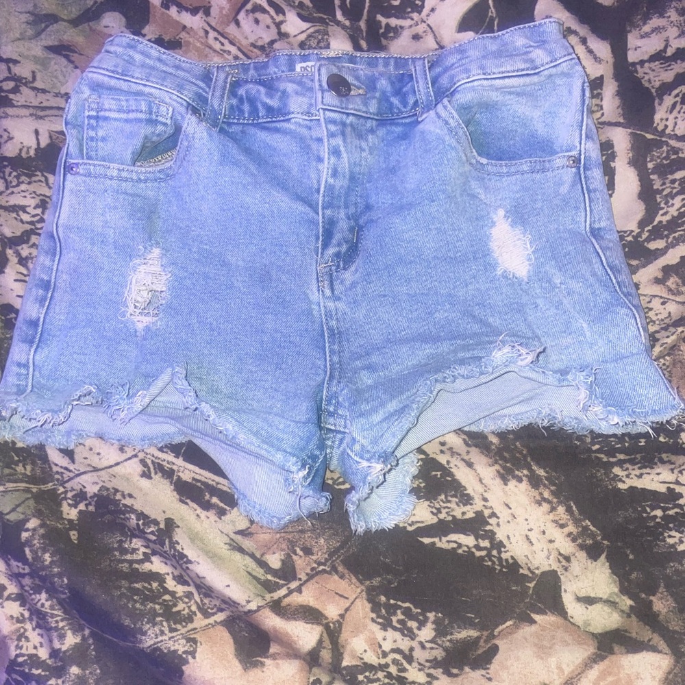 Distressed Blue Denim Shorts